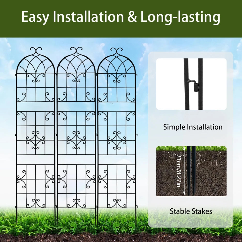 Three Pack Tall Metal Garden Trellis For Climbing Plants And Vines - Get Outside Today 25