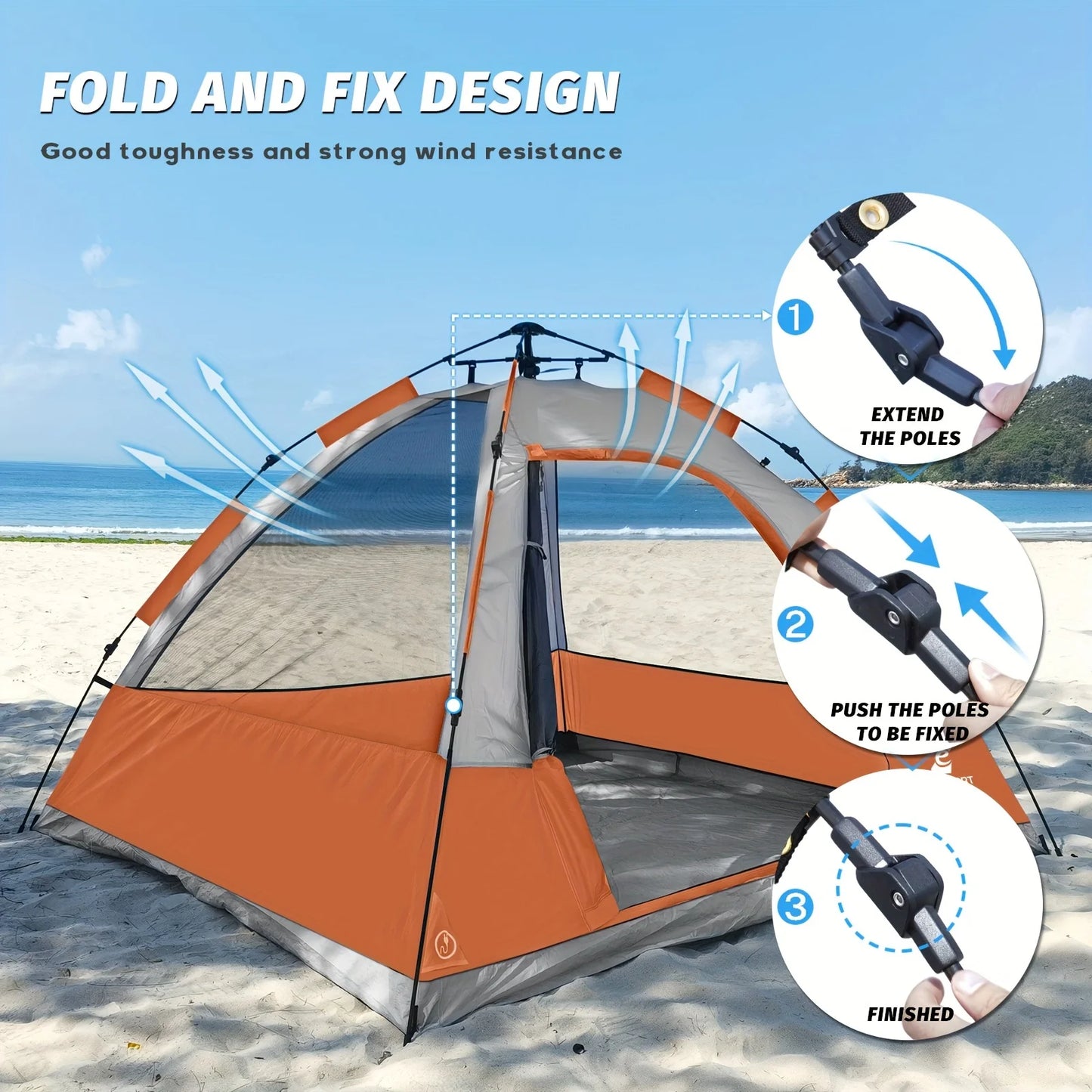 Pop Up Camping Tent For 4 People Instant Setup Removable Rain Waterproof - Get Outside Today 25