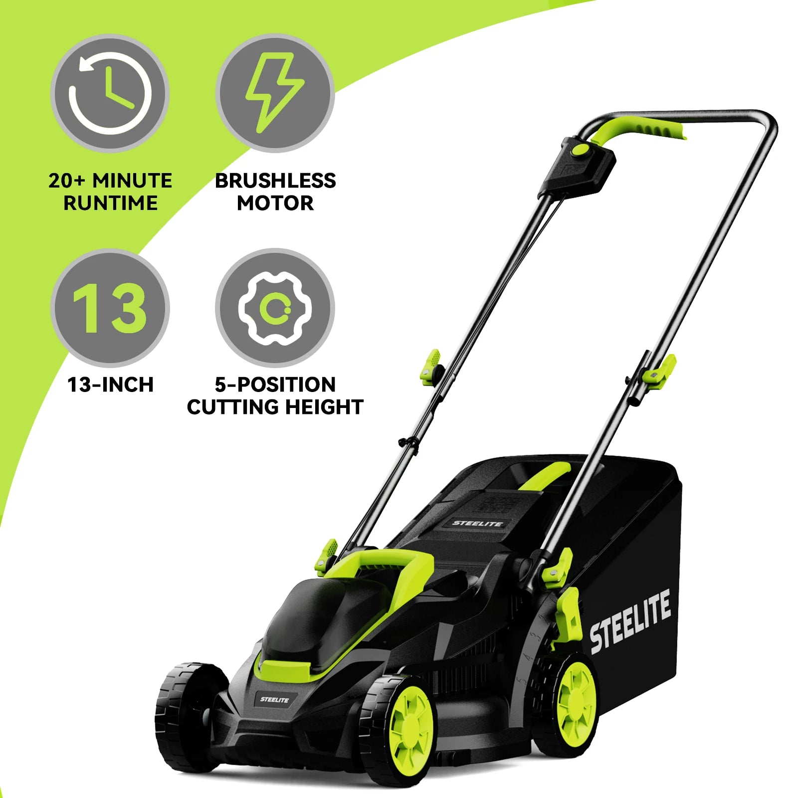 Deli 13 Inch Electric Lawn Mower 2 in 1 Lightweight Cordless Brushless 21V 4.0Ah - Get Outside Today 25