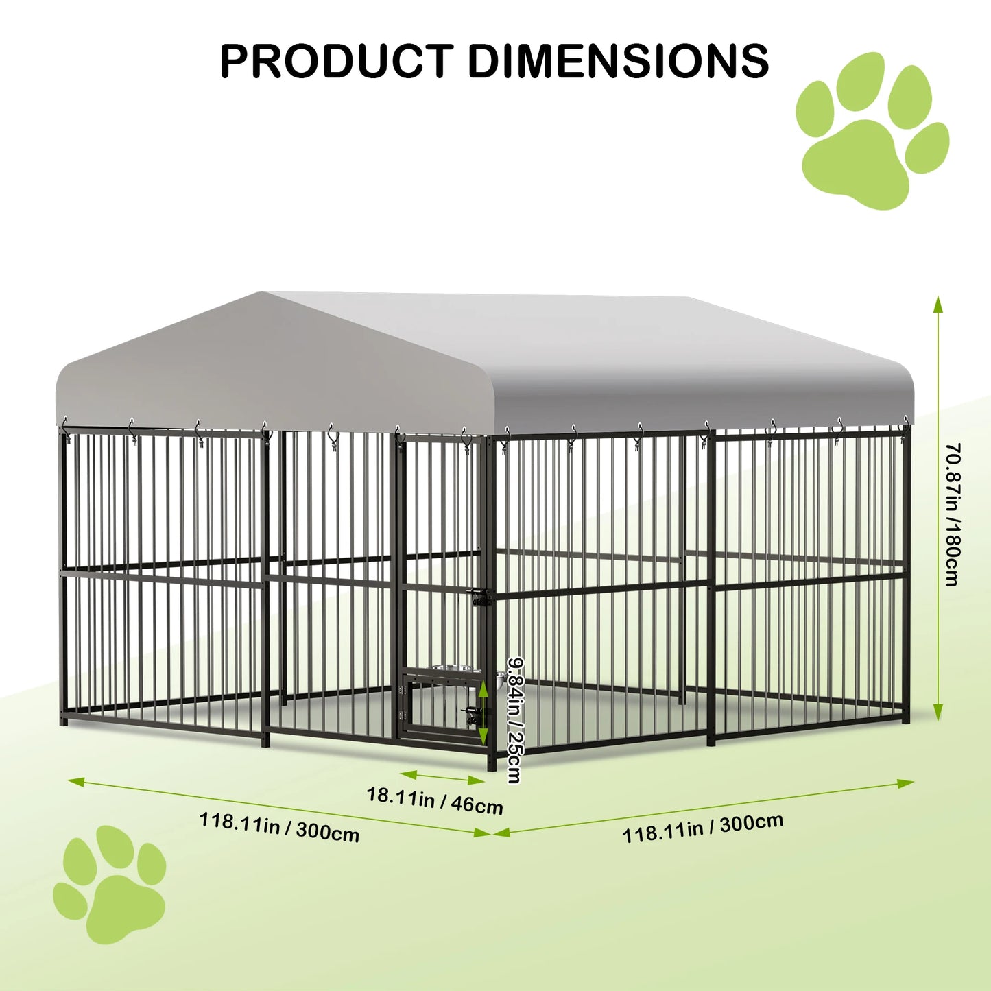 Outdoor Dog Kennel 10x10x6ft Heavy Duty Cage With Roof - Get Outside Today 25