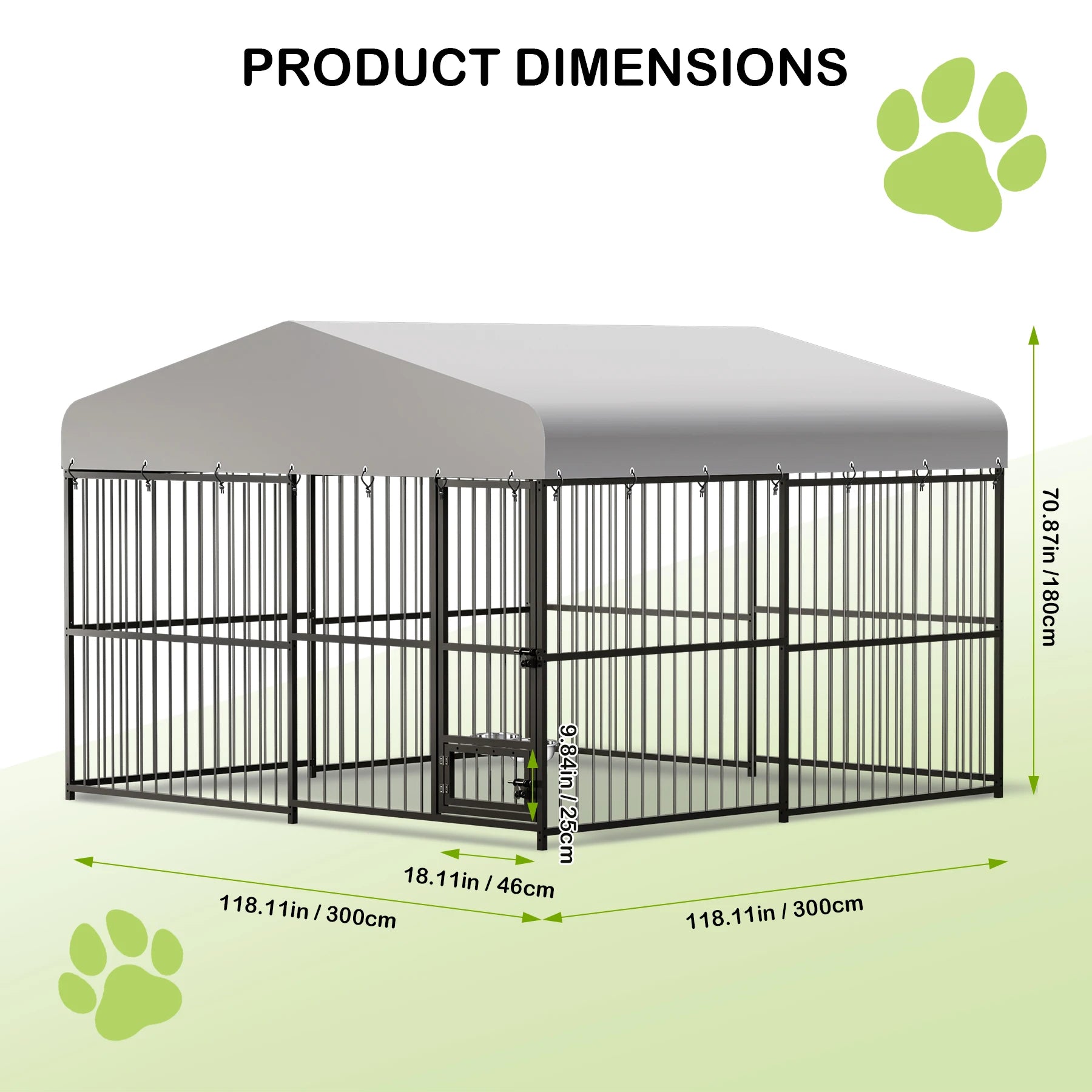 Outdoor Dog Kennel 10x10x6ft Heavy Duty Cage With Roof - Get Outside Today 25