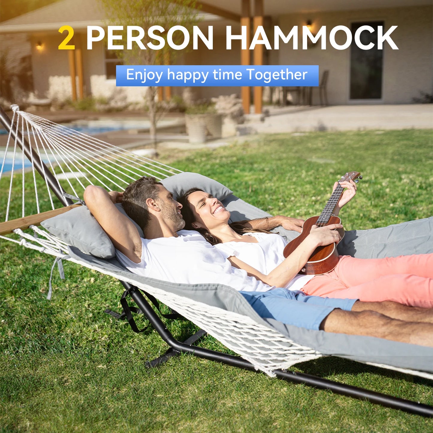 Heavy Duty Outdoor Hammock With Steel Stand Detachable