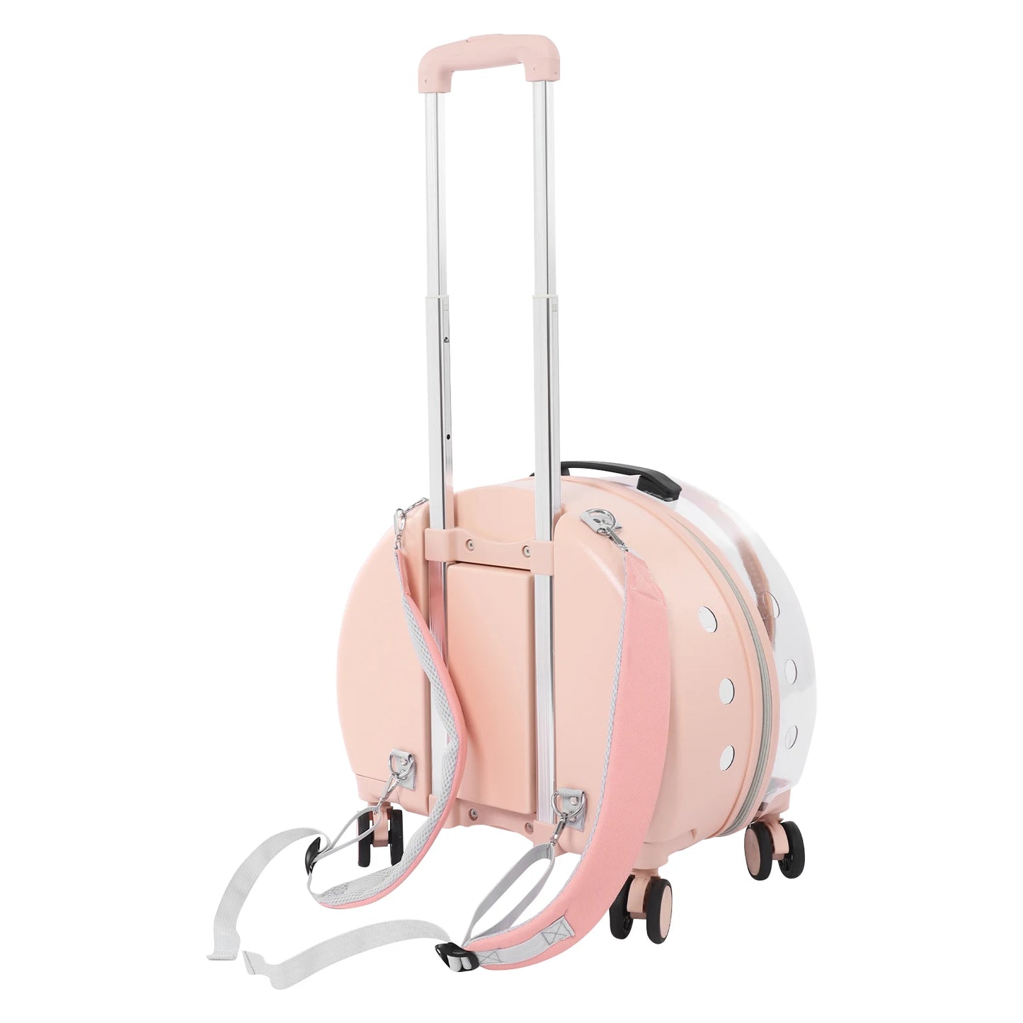 BulkHarbor Pet Carrier With Wheels Transparent Hard Cat Carrier Breathable And Versatile Carrying Options