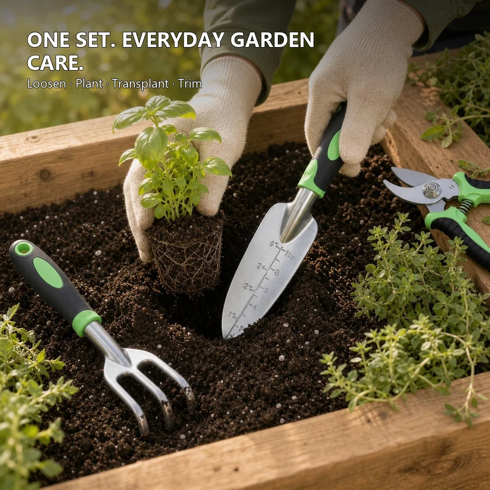 3 Piece Aluminum Garden Hand Tool Set With Trowel Rake And Shears - Get Outside Today 25