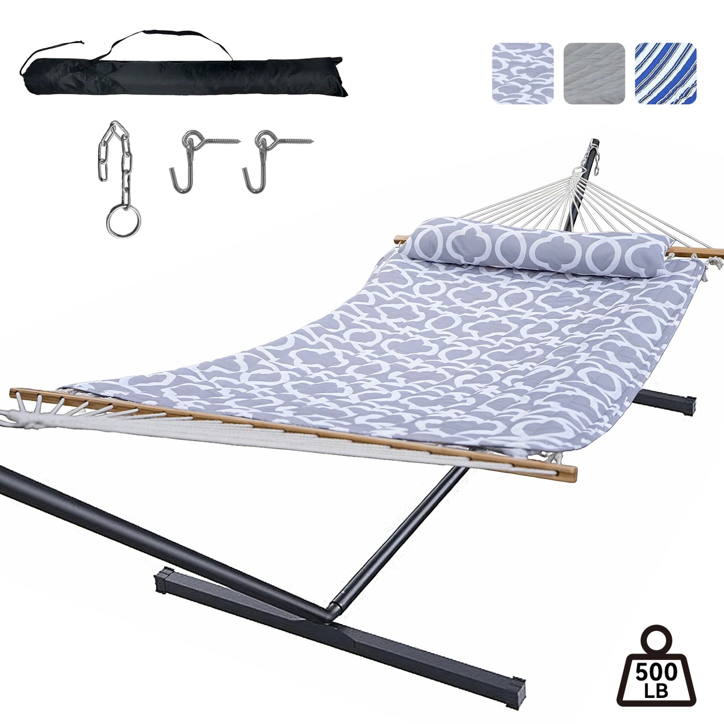 Heavy Duty Outdoor Hammock With Steel Stand Detachable
