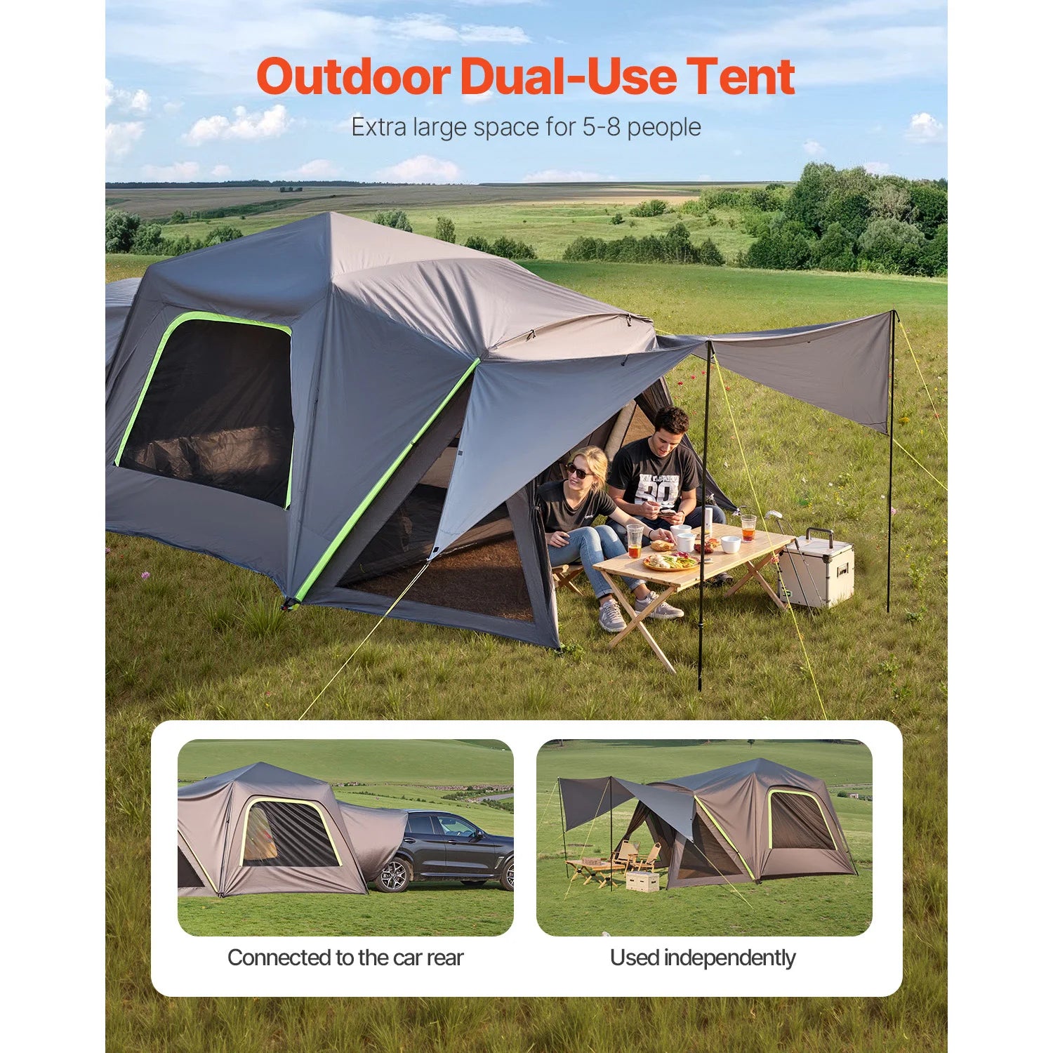 SucceBuy SUV Camping Tent Waterproof PU2000mm Double Layer Design Mesh Windows - Get Outside Today 25