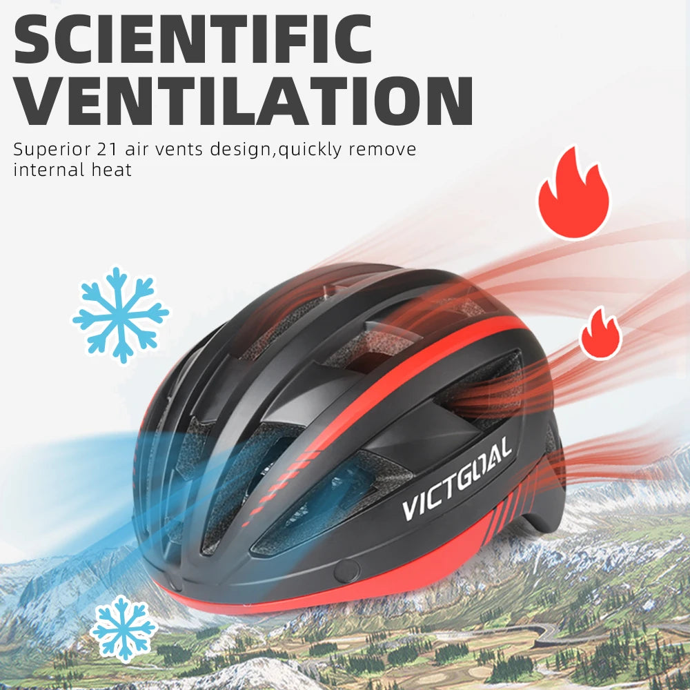 VICTGOAL MTB Road Bike Helmet for Men Women Visor Goggles LED Rear Light Mountain Bicycle Helmet Racing Safety Cycling Helmets - Get Outside Today 25