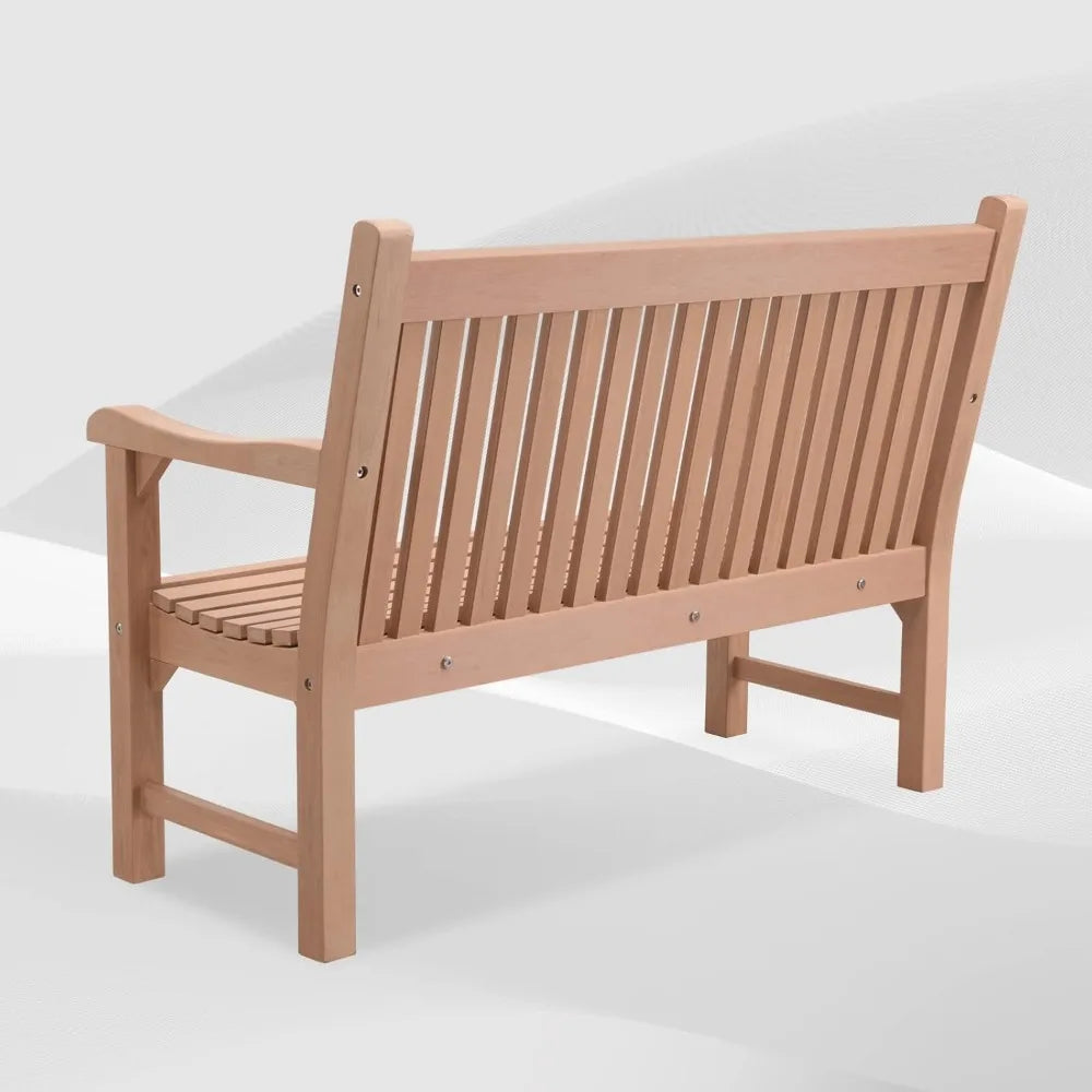 Psilvam 2 Person Poly Lumber Outdoor Bench with 700 Pounds Weight Capacity Weatherproof Garden Seating for Balcony Porch and Park