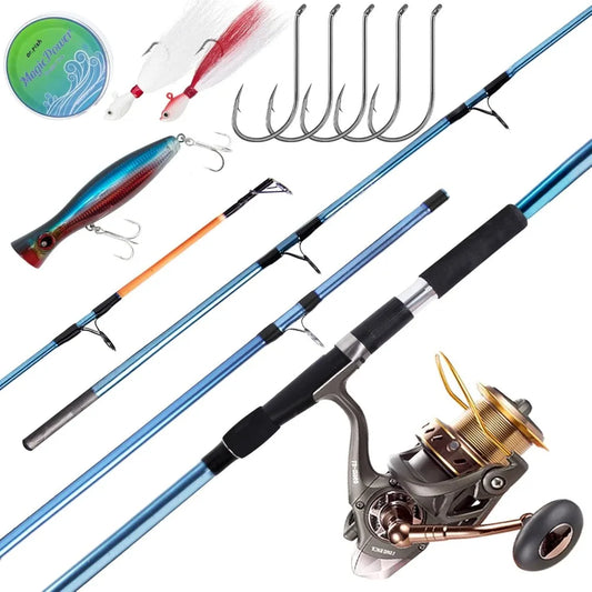 Surf Rod and Reel Combination Saltwater Fishing Tackle Set Beach Cast Spinning Rod Kit