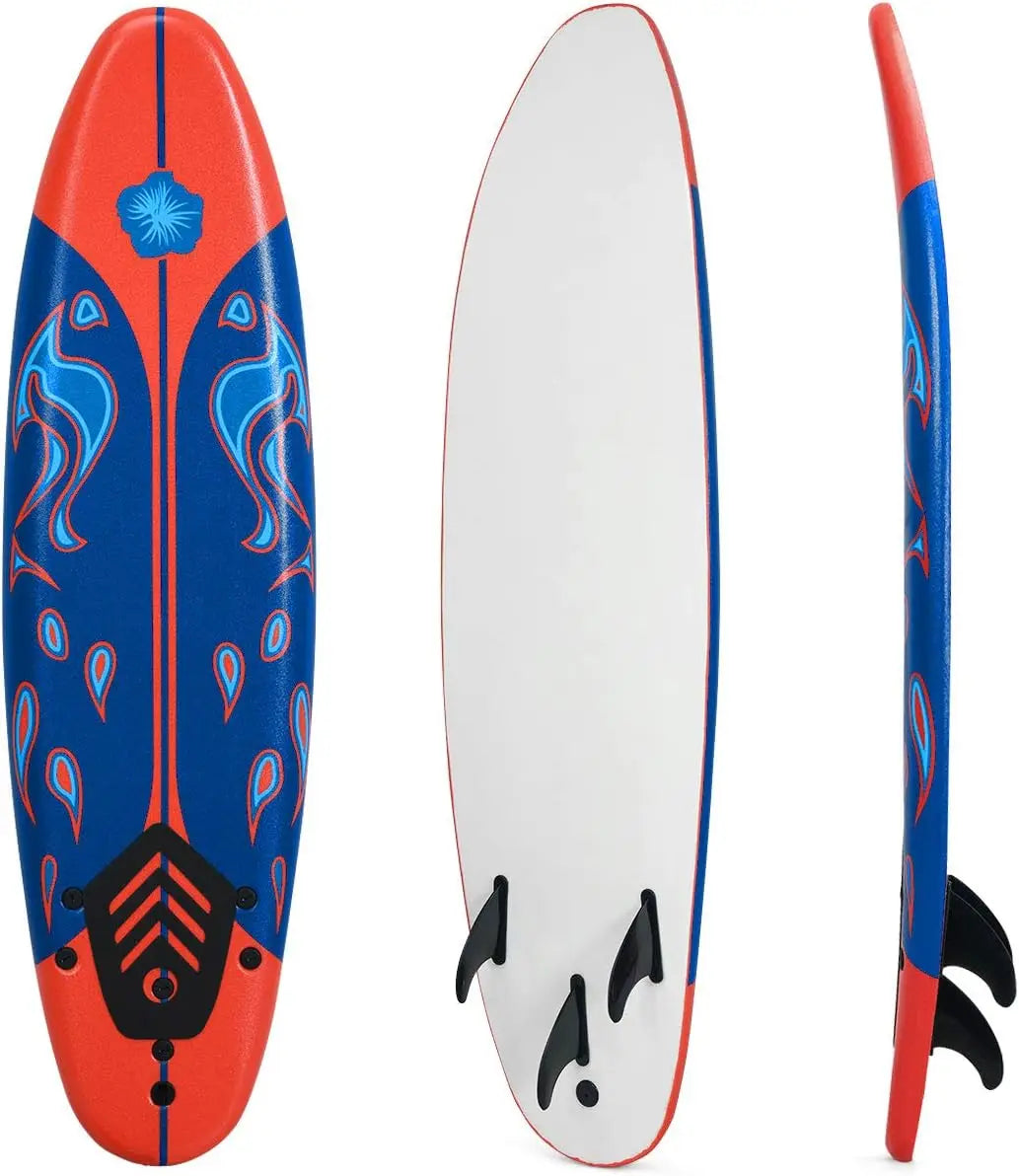 GYMAX Surfboard, 6FT Stand Up Paddle Board with Removable Fins & Safety Leash, Lightweight Non-Slip Paddle Board for Teenagers