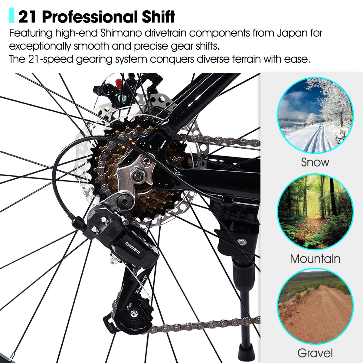 Hiland 26 Inch Aluminum Mountain Bike Unisex 21 Speed