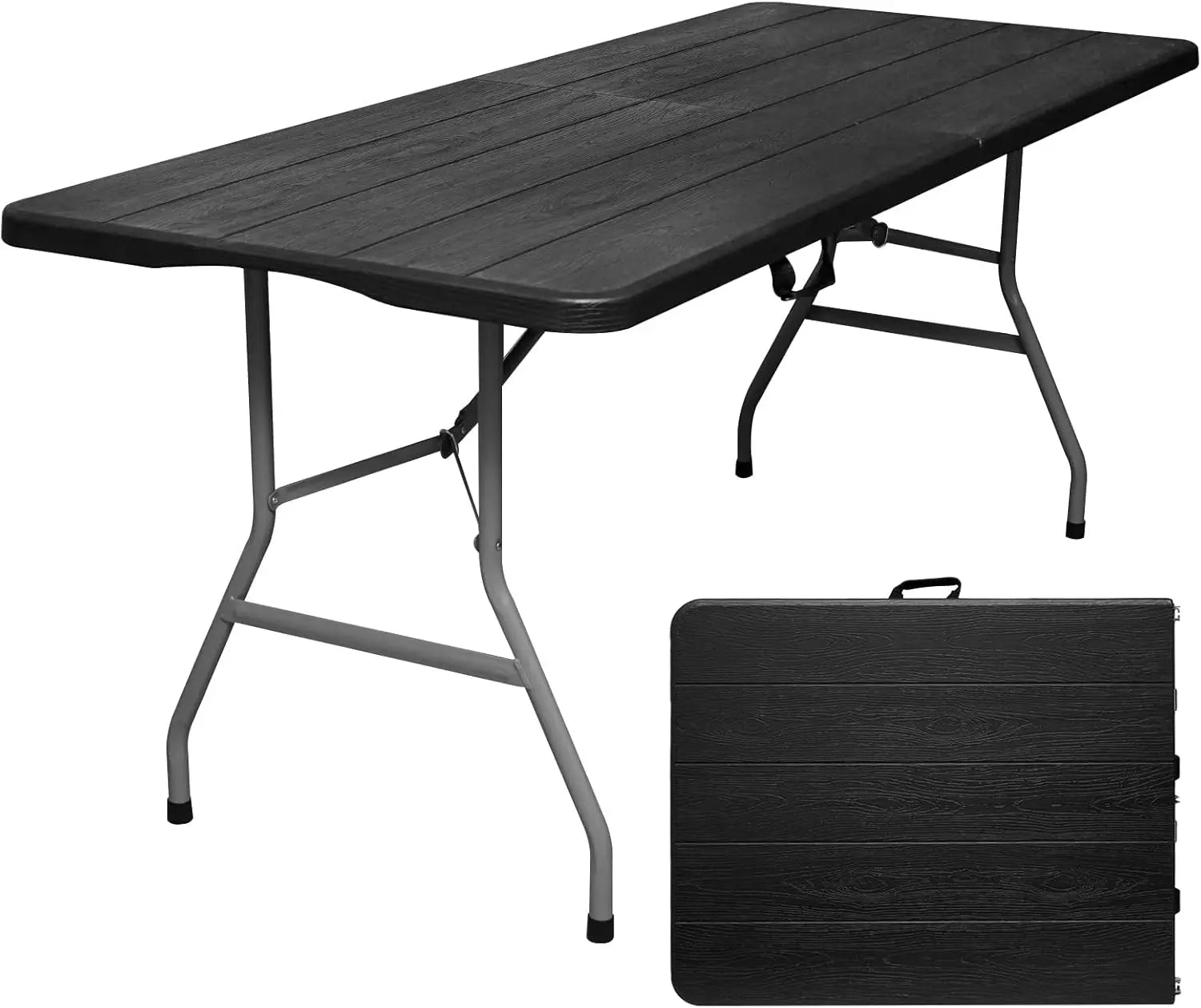 Table 6ft Portable Heavy Duty Plastic Fold-in-Half Utility Dining Table Indoor Outdoor - Get Outside Today 25