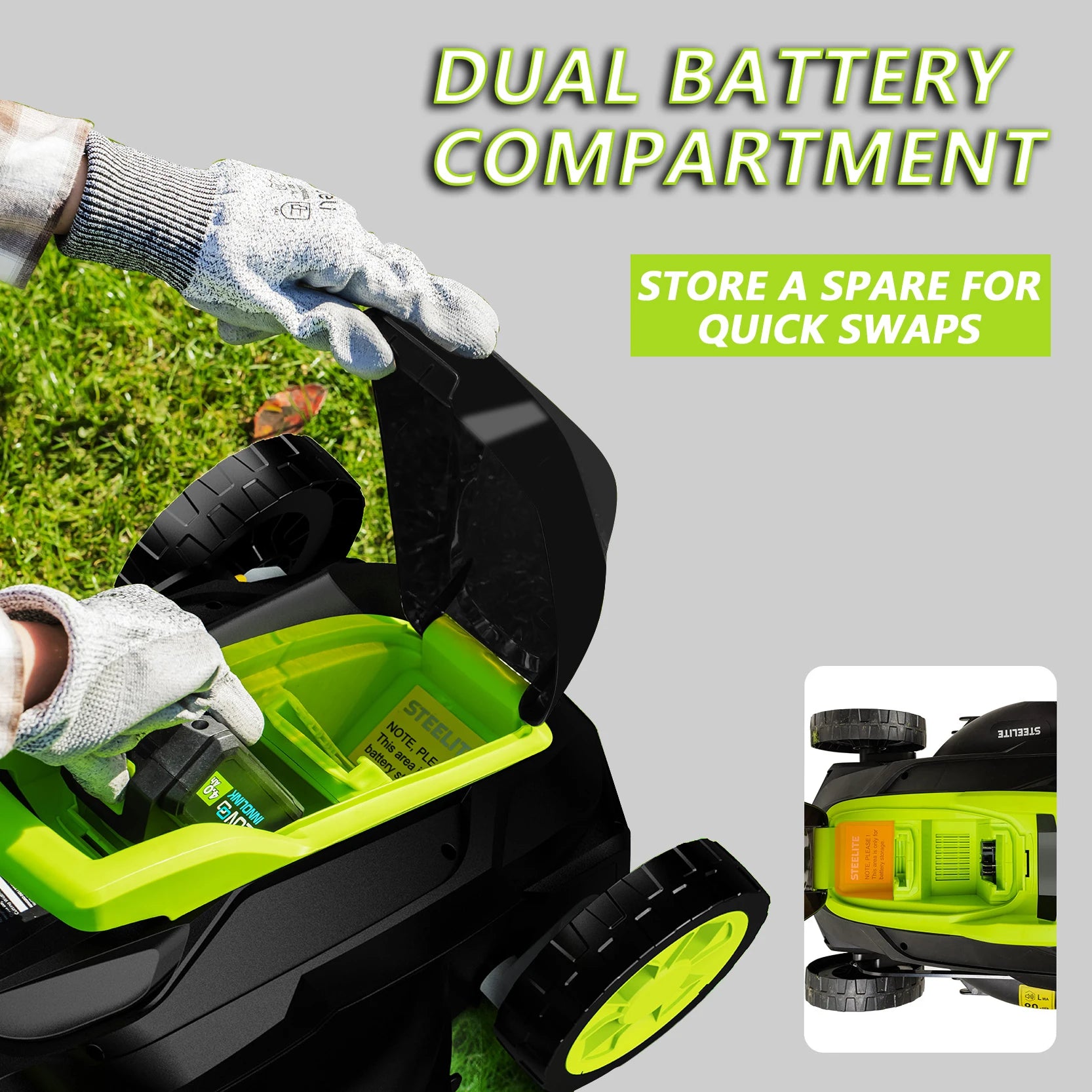 Deli 13 Inch Electric Lawn Mower 2 in 1 Lightweight Cordless Brushless 21V 4.0Ah - Get Outside Today 25