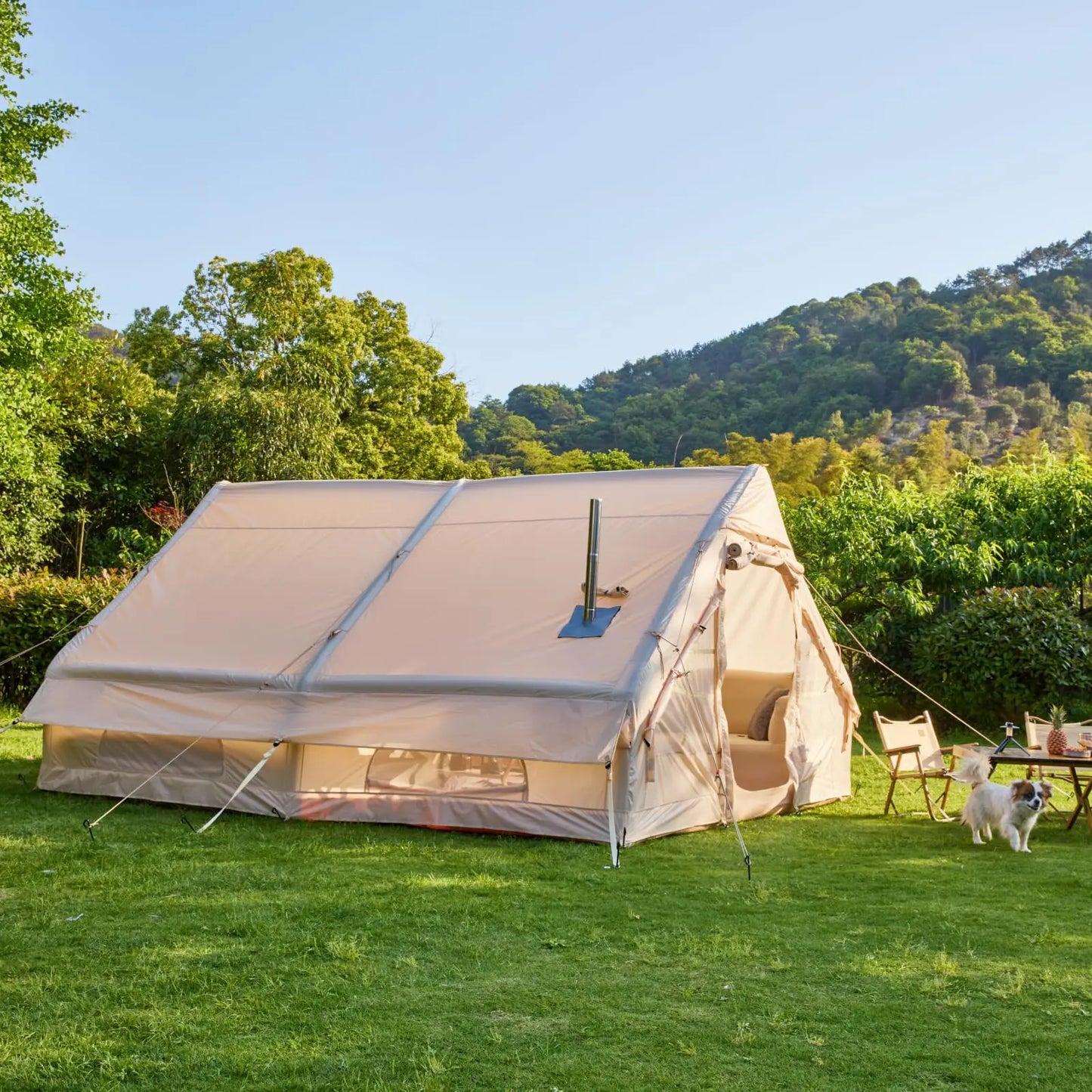 129 Square Feet Large Inflatable Camping Tent for 8 to 10 People Waterproof 4 Season Glamping Tent