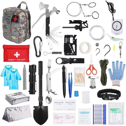 125Pcs Survival Kits Emergency Gear for Outdoor Adventure