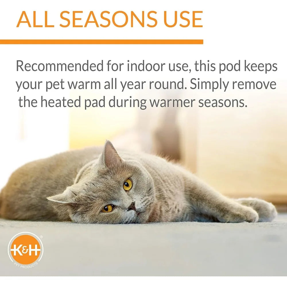 KH Pet Products Heated Cat Bed for Cats Thermo Kitty Pod