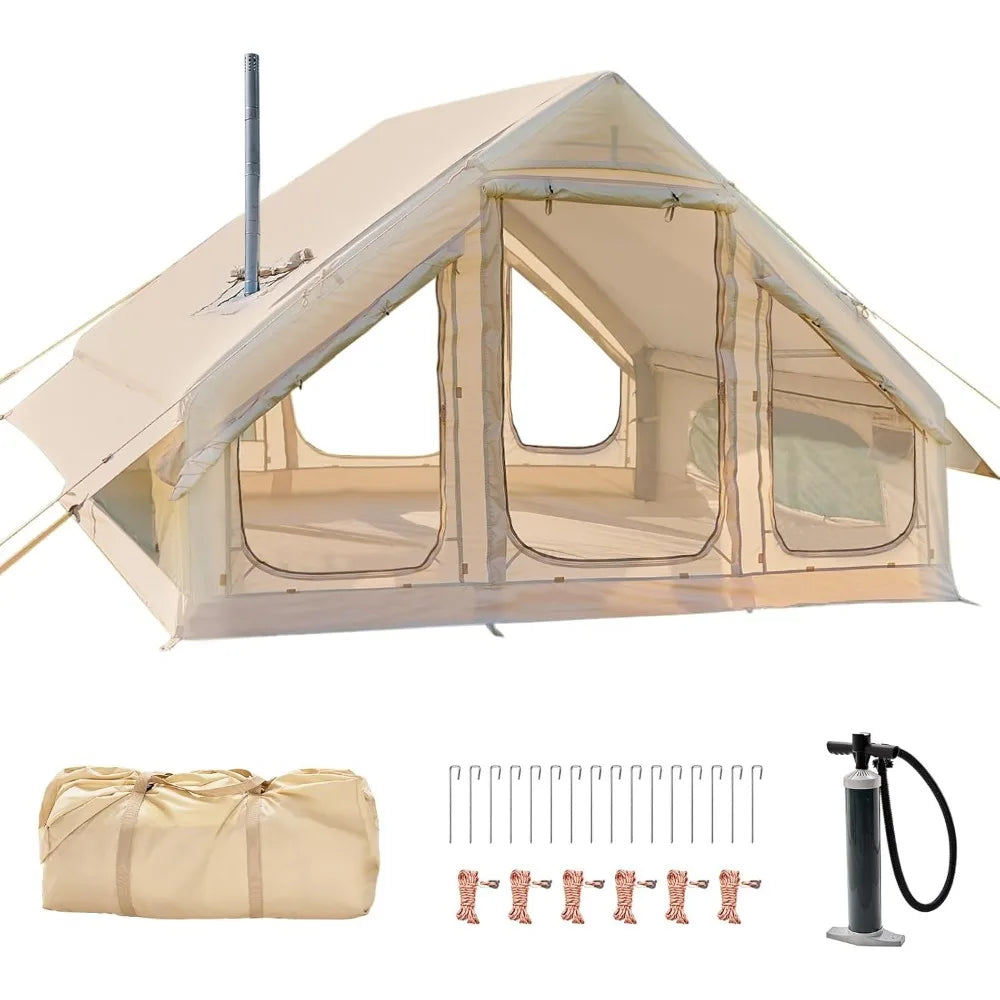 Inflatable Camping Tent For 5 To 8 People With Hand Pump And Stove Jack - Get Outside Today 25