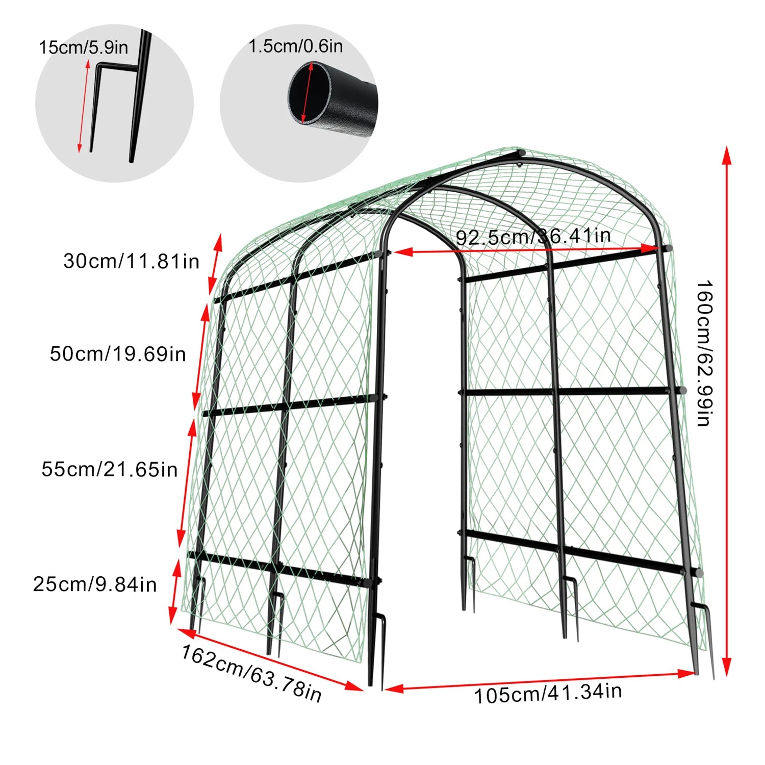 Tall 160 220 CM Garden Arch Trellis Metal Plant Support - Get Outside Today 25