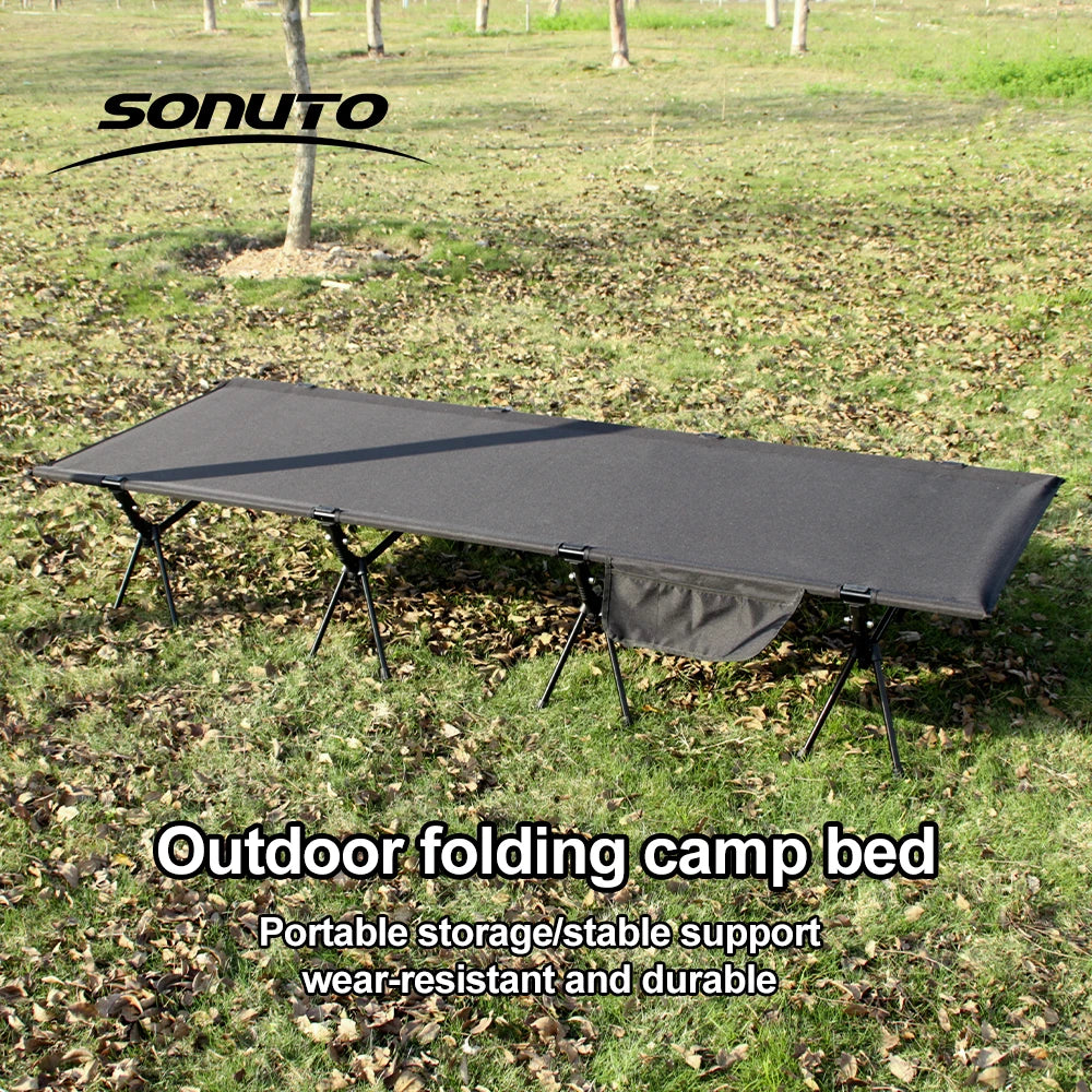 Sonuto 210X80 Cm Camping Cot 600D Oxford Portable Folding Bed Lightweight 4kg