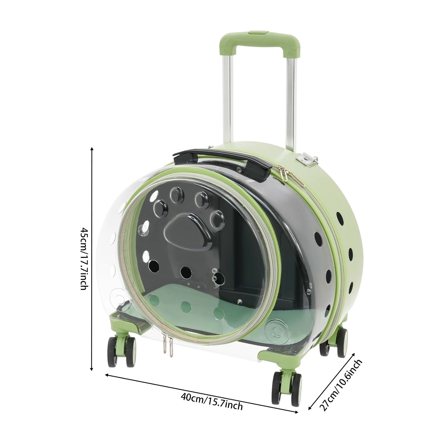 BulkHarbor Pet Carrier With Wheels Transparent Hard Cat Carrier Breathable And Versatile Carrying Options