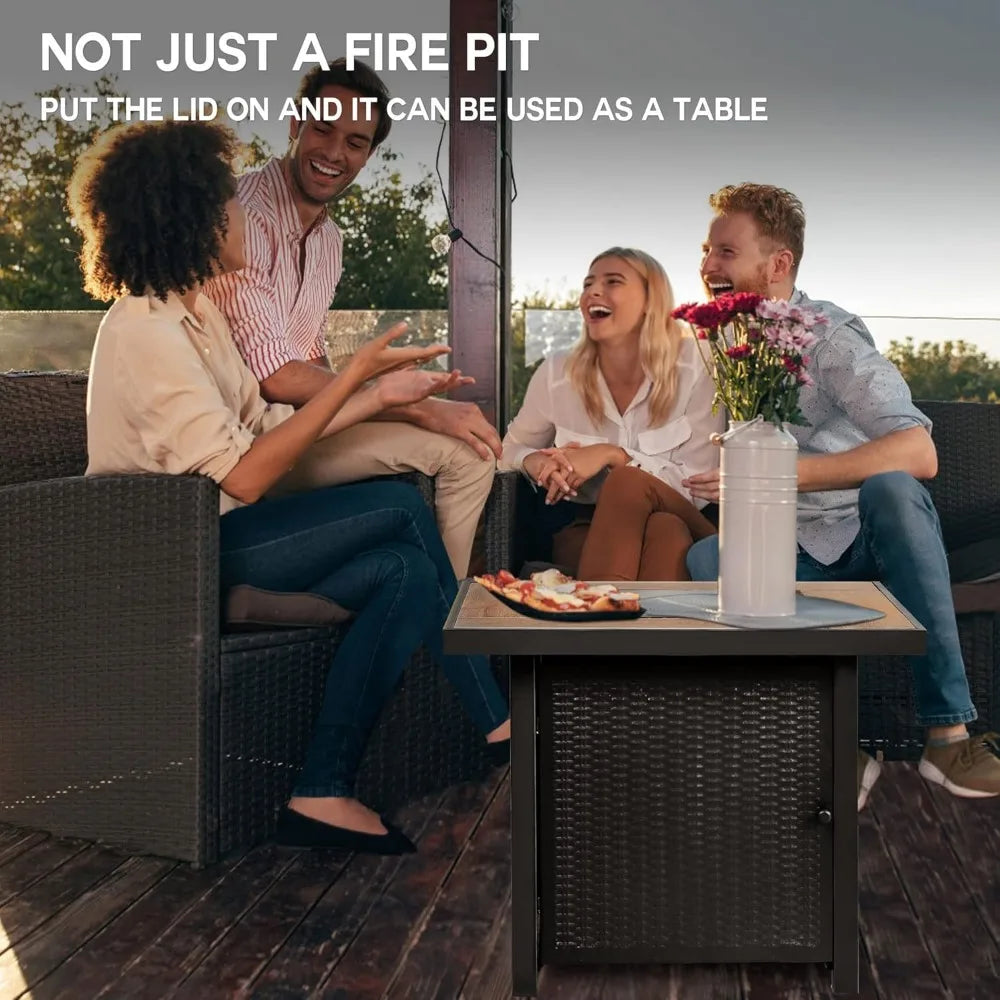 50000 BTU Propane Fire Pit Table Outdoor Square Patio