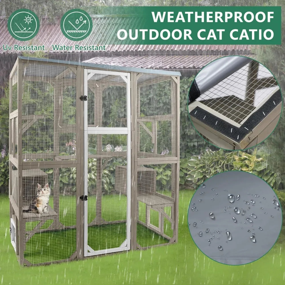 Outdoor Catio Enclosure Large Kitty Cage With 5 Platforms