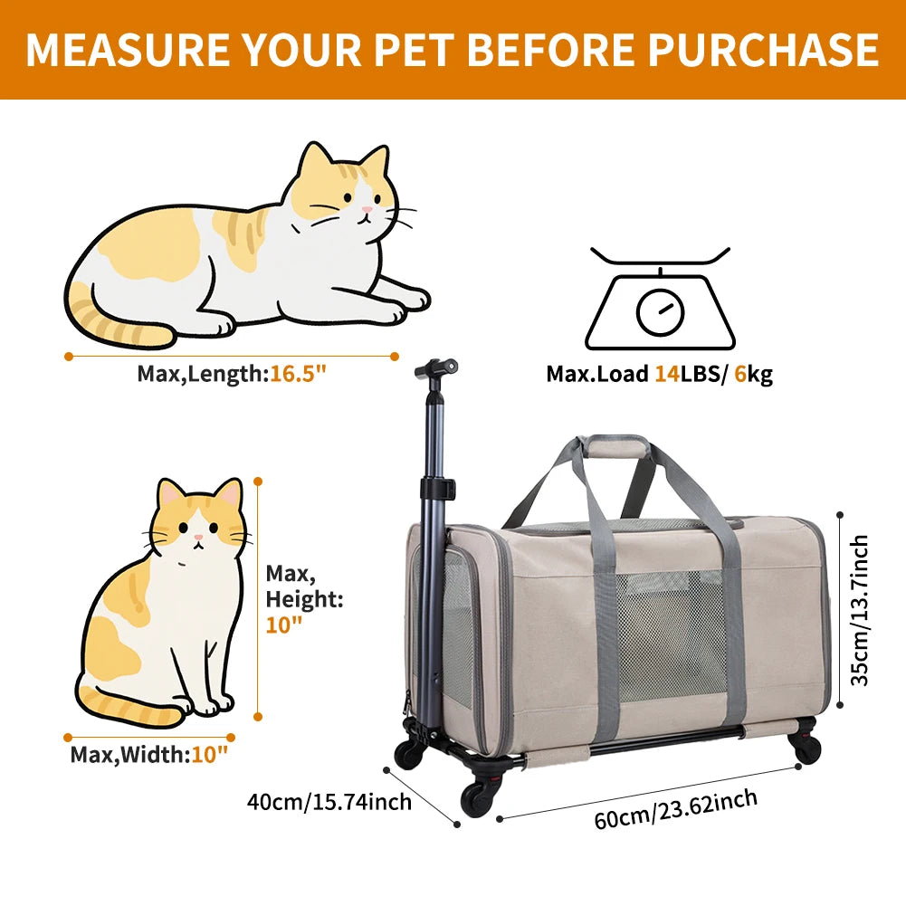 Cat Trolley For Two Cats With Wheels Transport Carrier - Get Outside Today 25