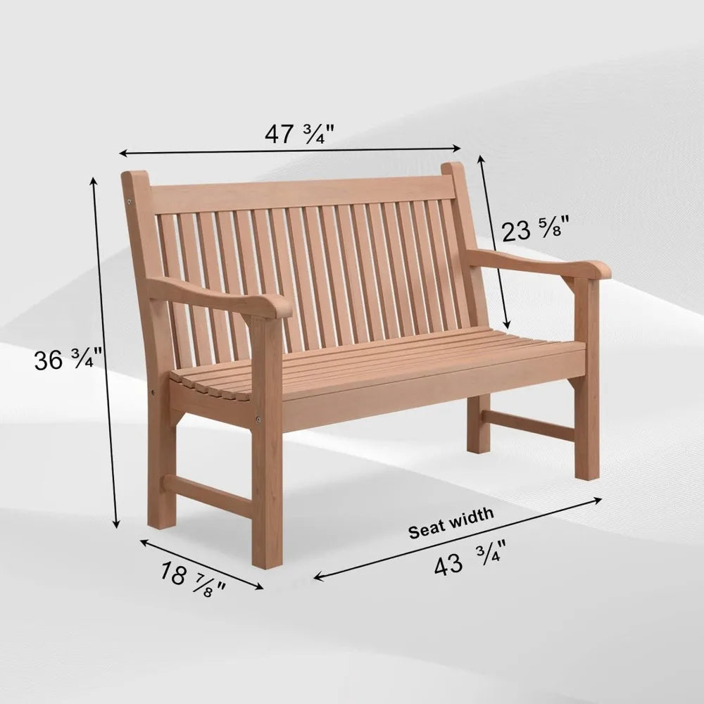 Psilvam 2 Person Poly Lumber Outdoor Bench with 700 Pounds Weight Capacity Weatherproof Garden Seating for Balcony Porch and Park