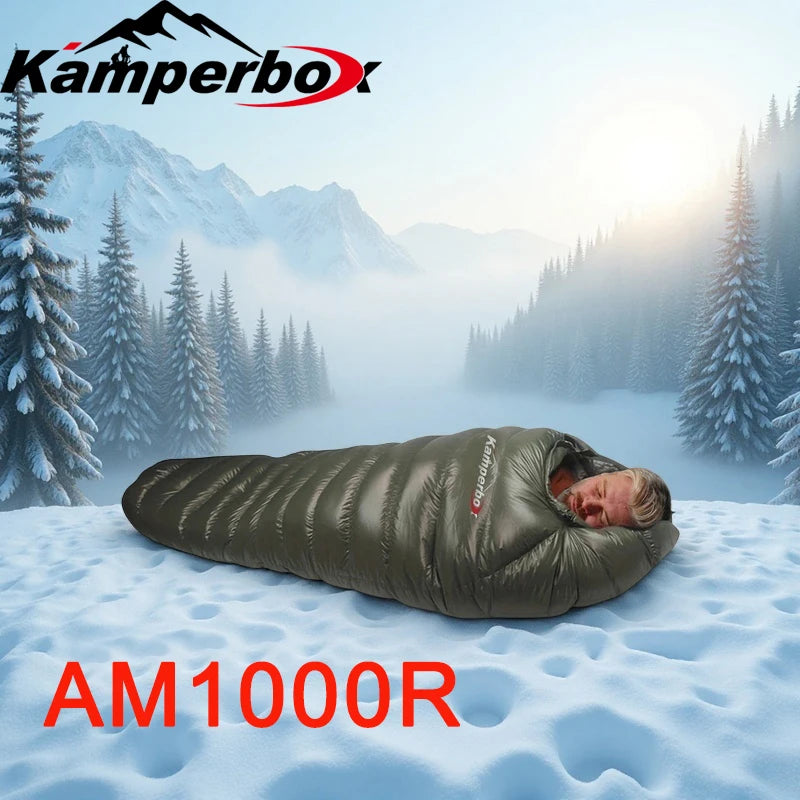 Kamperbox Cold Temperature Winter Sleeping Bag Duck Down 1000g Double For Camping Adults Nylon