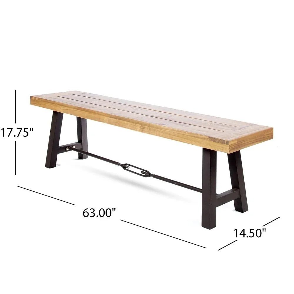 3 Piece Wood Outdoor Furniture Set with Two Benches and One Table