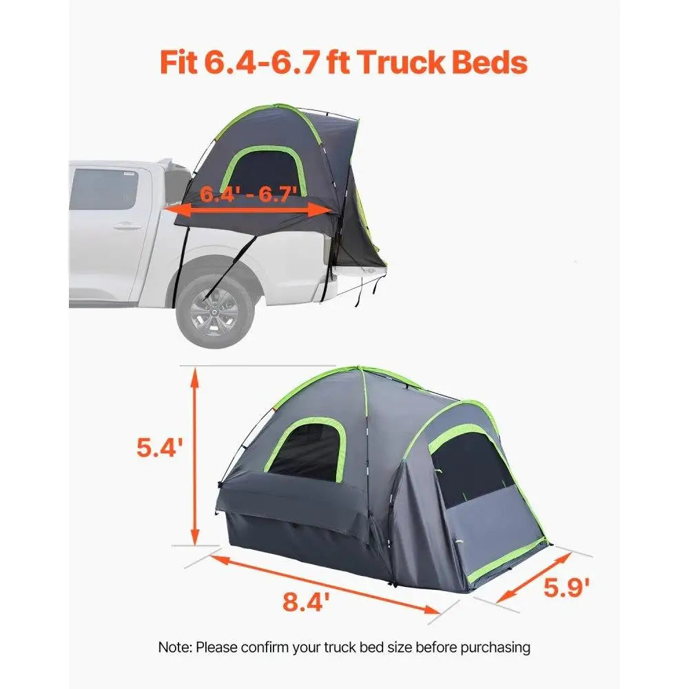 Truck Bed Camping Tent 6.4 to 6.7 Feet Waterproof PU2000 for 2 to 3 Person