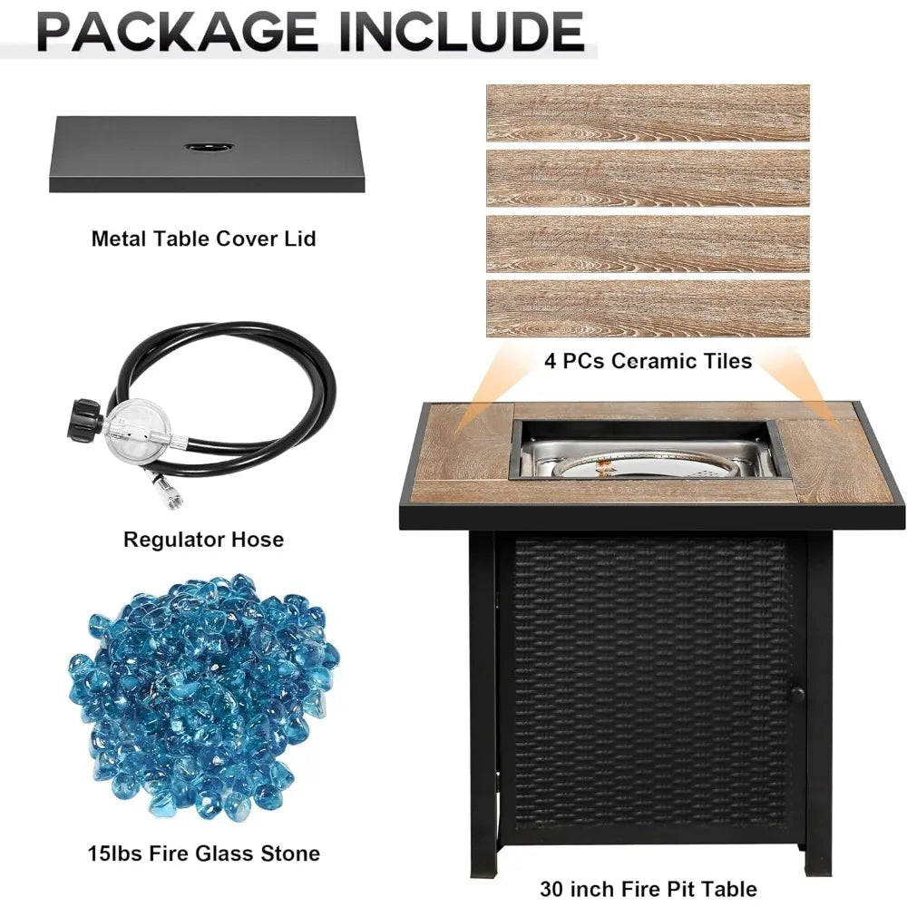 50000 BTU Propane Fire Pit Table Outdoor Square Patio