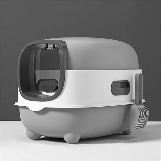 Large Cat Litter Box Enclosed Odorless Hooded Litter Tray Deep Cat Toilet Pan Easy Clean Non Stick