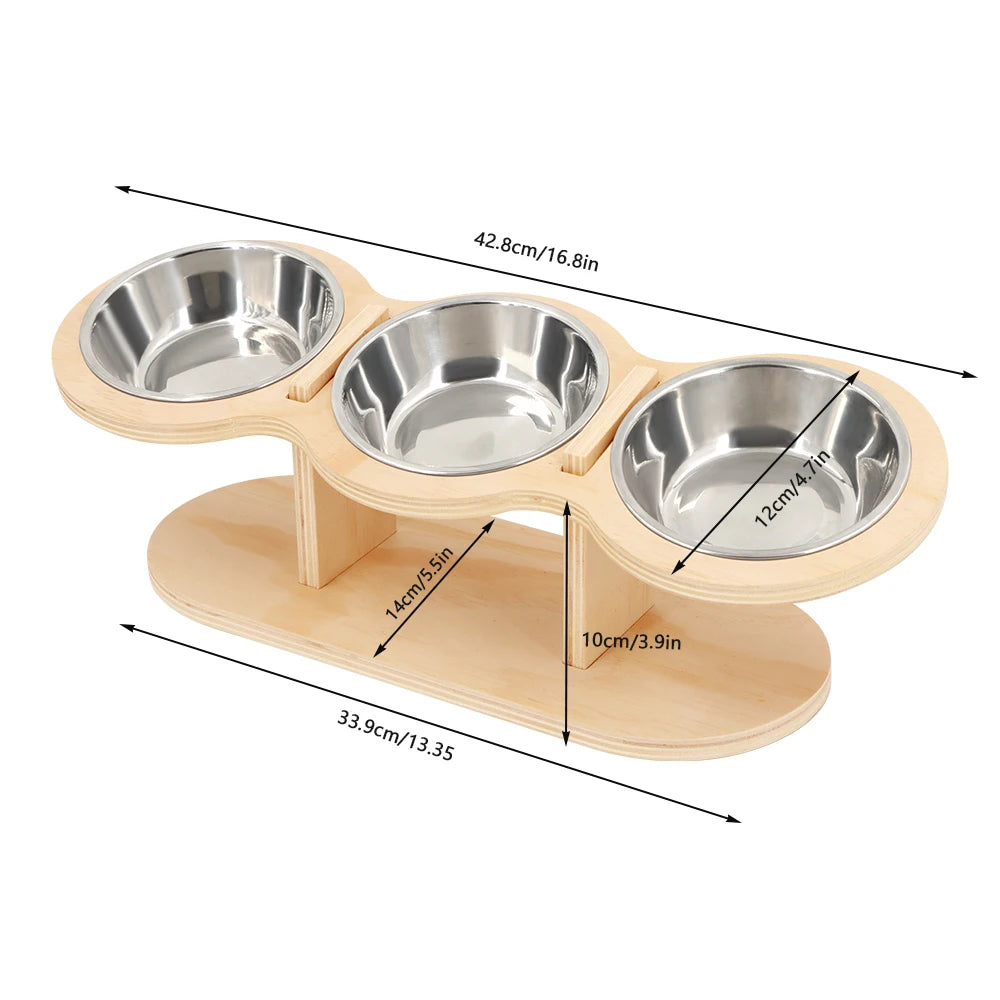 Tilted Raised Cat Feeder Three In One Stainless Bowls - Get Outside Today 25