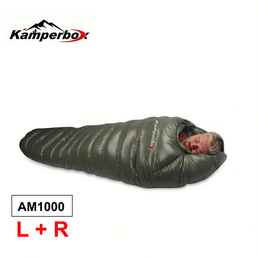 Kamperbox Goose Down Sleeping Bag For Winter Camping 0C To Minus 10C Nylon Shell Standard Length Adult