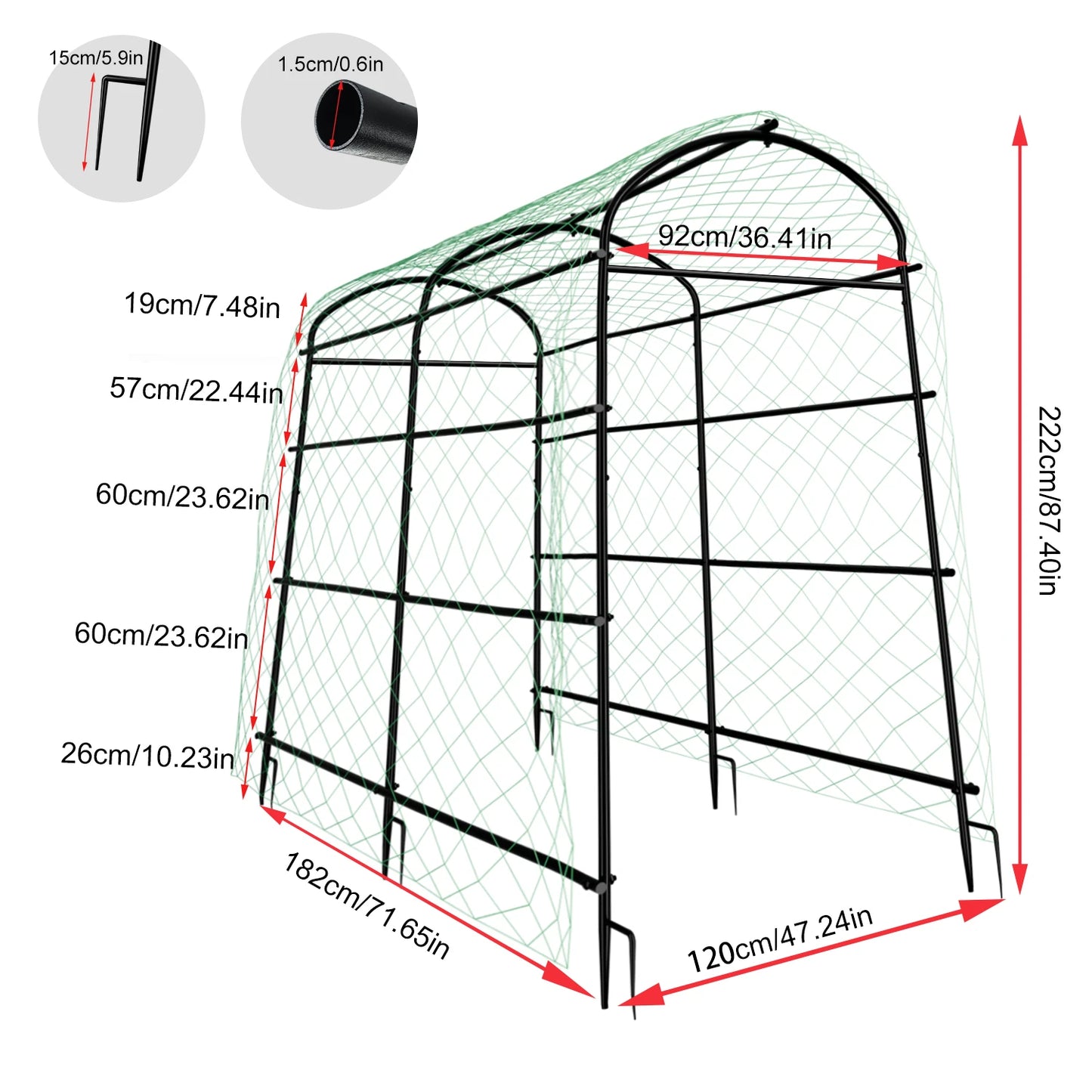 Tall 160 220 CM Garden Arch Trellis Metal Plant Support - Get Outside Today 25