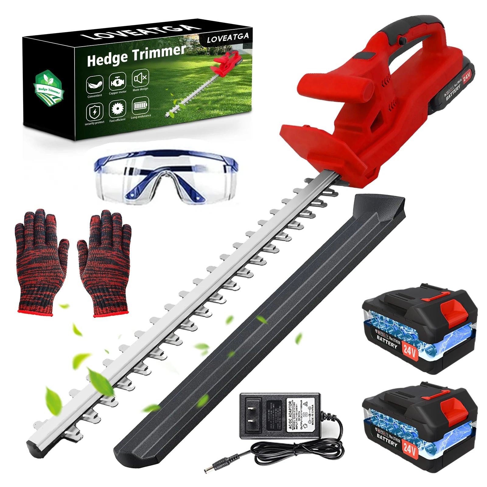 20 Inch Cordless Hedge Trimmer Dual Blade 24V With 2x1.3Ah Batteries And Charger - Get Outside Today 25