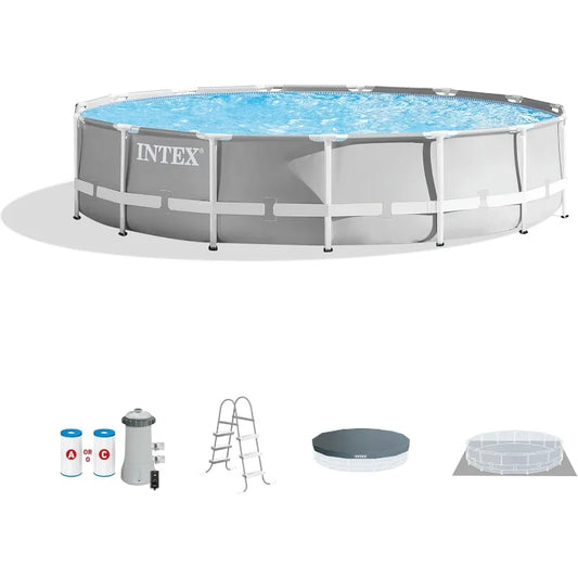 Intex 26723EH Prism Frame Premium Above Ground Swimming Pool Set: 15ft x 42in – Includes 1000 GPH Cartridge Filter Pump
