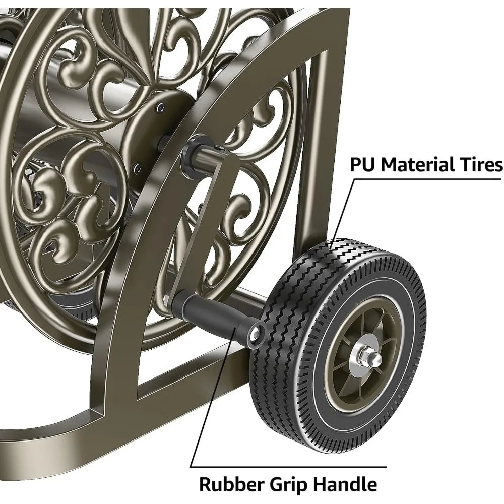 Garden Hose Reel Cart with Wheels Heavy Duty Steel Frame Holds Up to 200 Ft 58 Inch Hose with Storage Basket Mobile Outdoor Lawn Yard Water Hose Reel - Get Outside Today 25