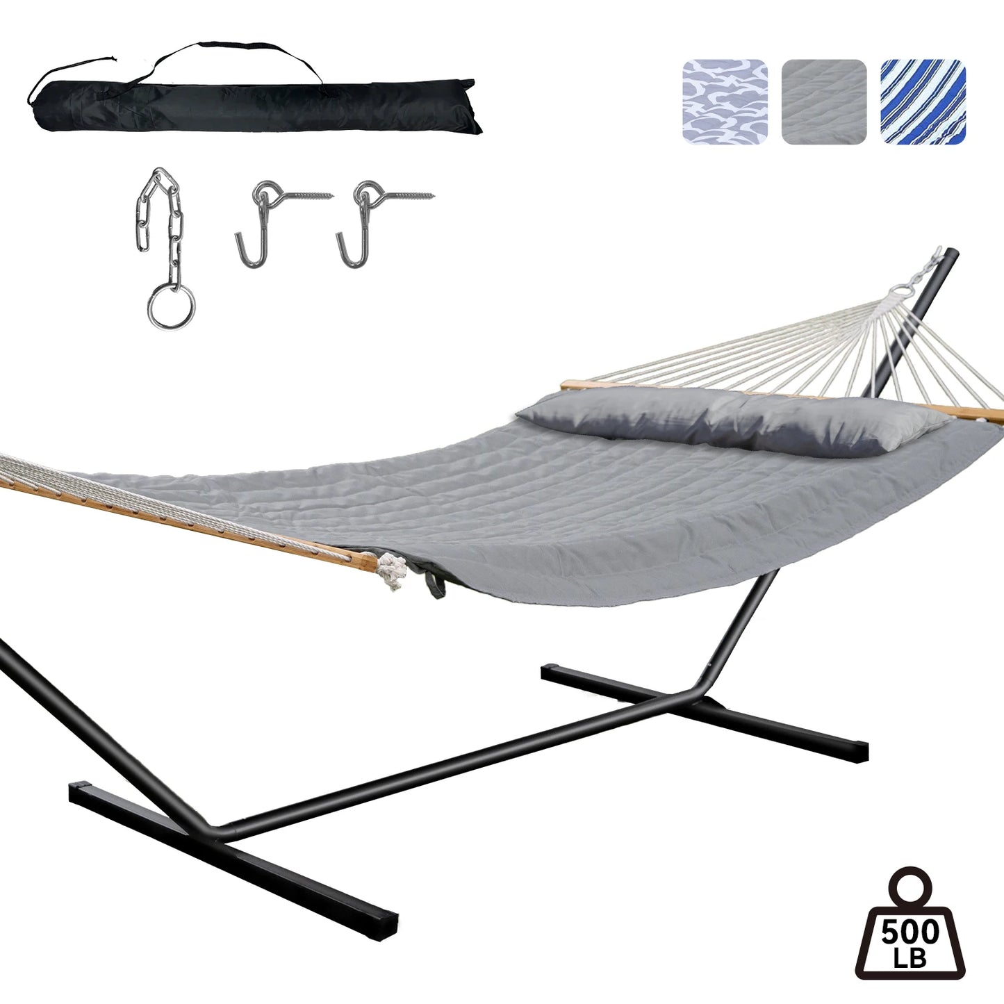 Heavy Duty Outdoor Hammock With Steel Stand Detachable