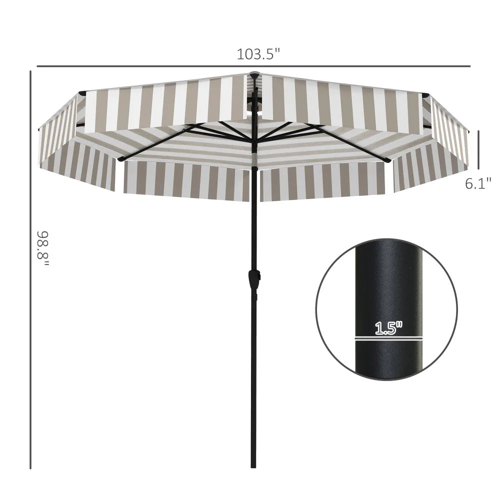 8.6FT Patio Umbrella UPF 30+ Vented Market Umbrella