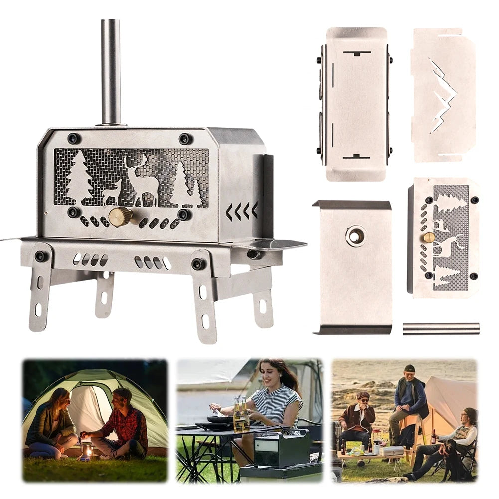 Mini Tent Stove With Chimney Stainless Steel Outdoor Stove