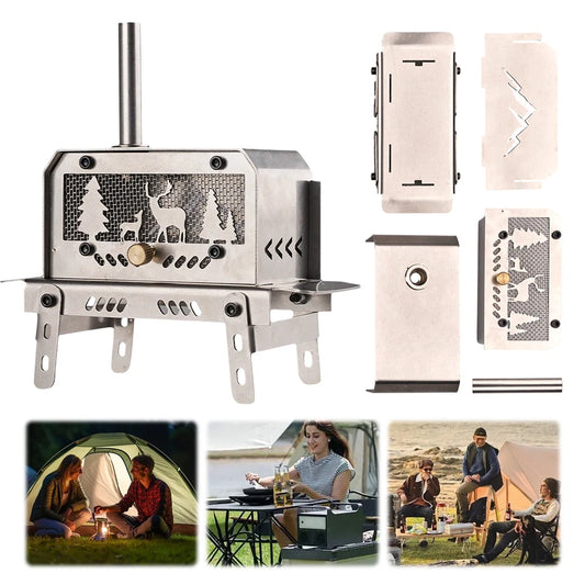 Mini Tent Stove With Chimney Stainless Steel Outdoor Stove