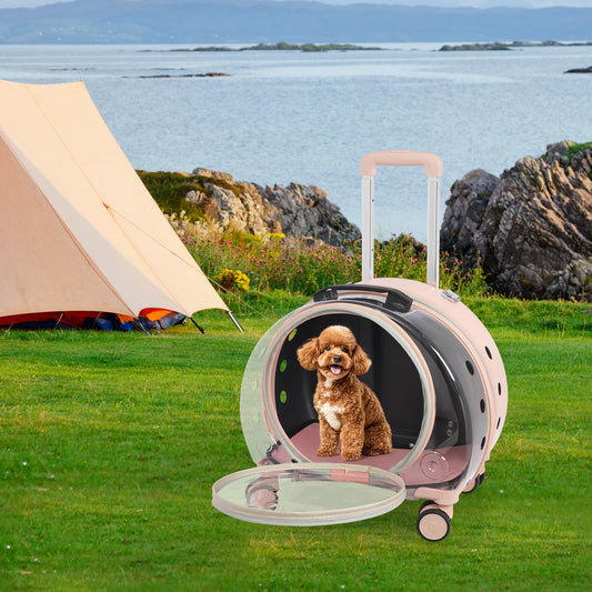 BulkHarbor Pet Carrier With Wheels Transparent Hard Cat Carrier Breathable And Versatile Carrying Options