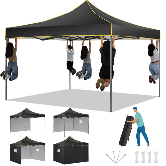 10x10 Pop Up Canopy Tent Commercial Heavy Duty Instant Canopy with 4 Sidewalls UV 50 Plus Silver Coated Waterproof Vendor Tent