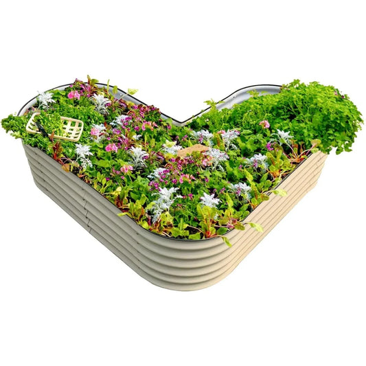 Vego Garden 17 Inch Tall L Shape Raised Garden Bed Metal Planter Box for Vegetables and Flowers Standard Size