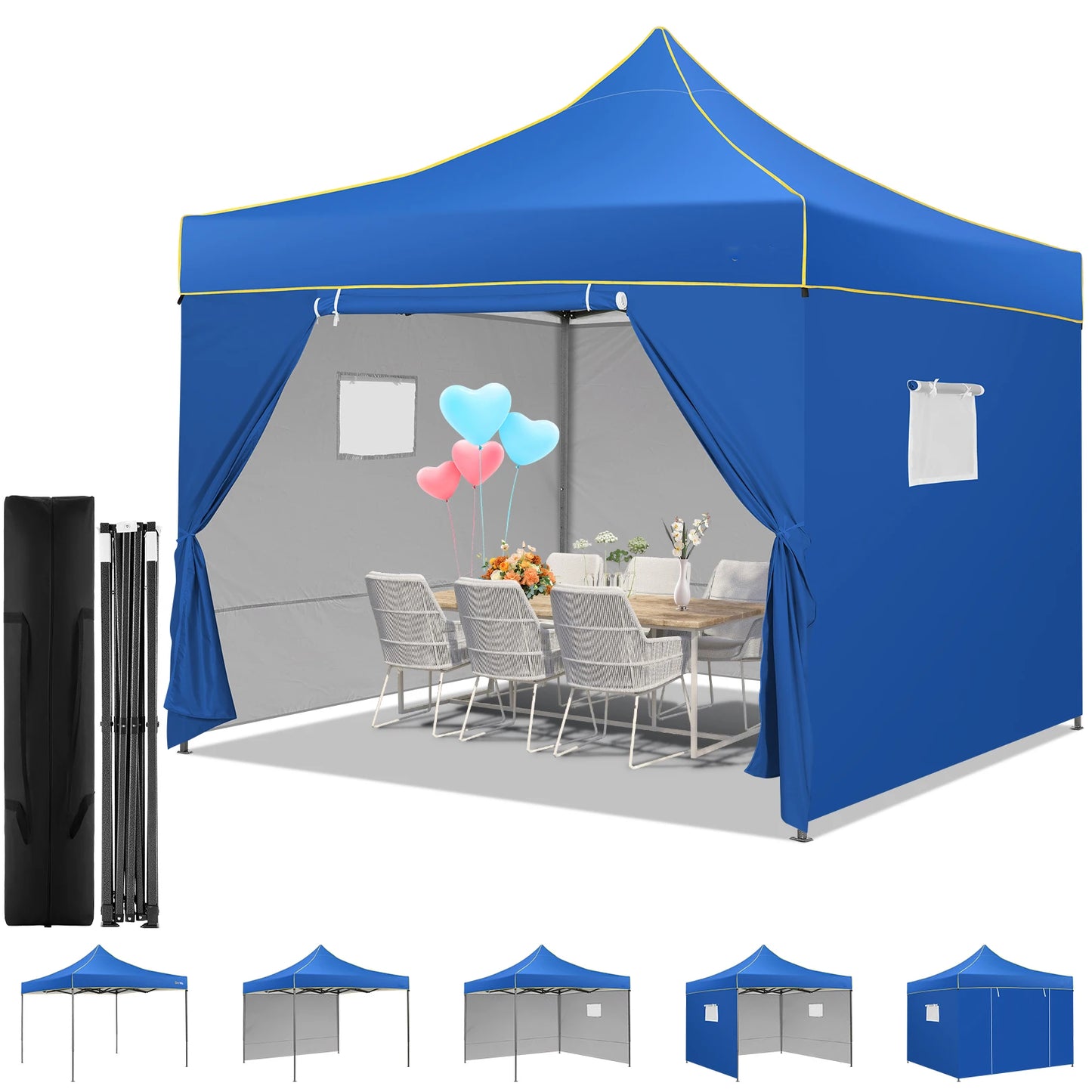 10x10 Pop Up Canopy Tent Commercial Heavy Duty Instant Canopy with 4 Sidewalls UV 50 Plus Silver Coated Waterproof Vendor Tent - Get Outside Today 25