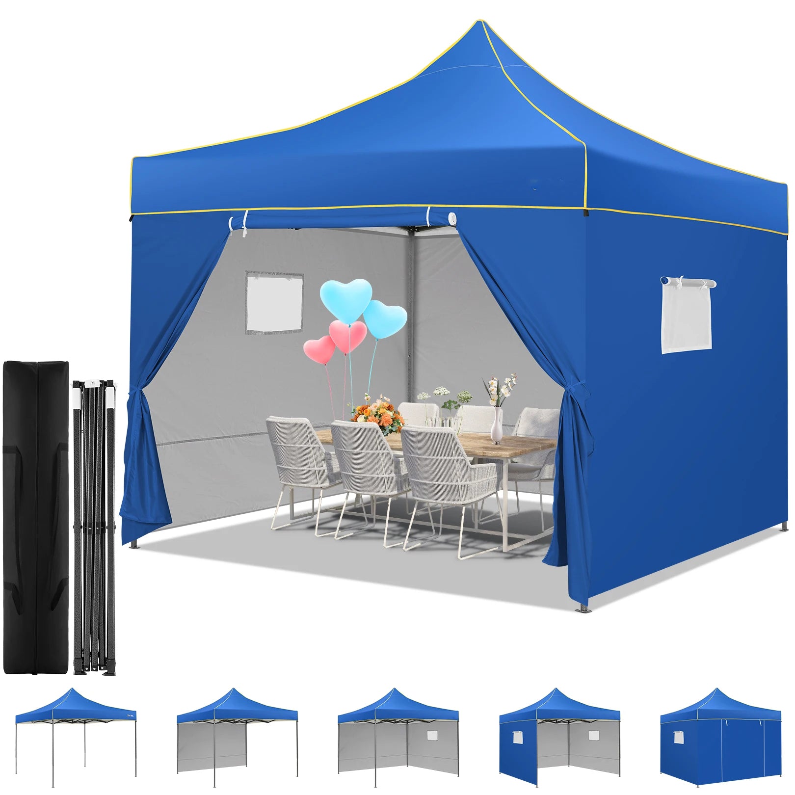 10x10 Pop Up Canopy Tent Commercial Heavy Duty Instant Canopy with 4 Sidewalls UV 50 Plus Silver Coated Waterproof Vendor Tent - Get Outside Today 25