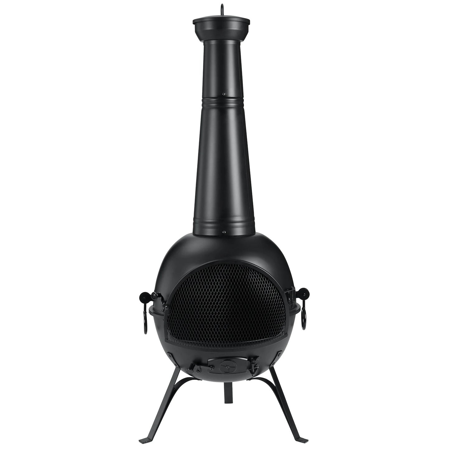 Outdoor Wooden Chiminea Fire Pit With Chiminea Cover Rust Free Iron Black - Get Outside Today 25
