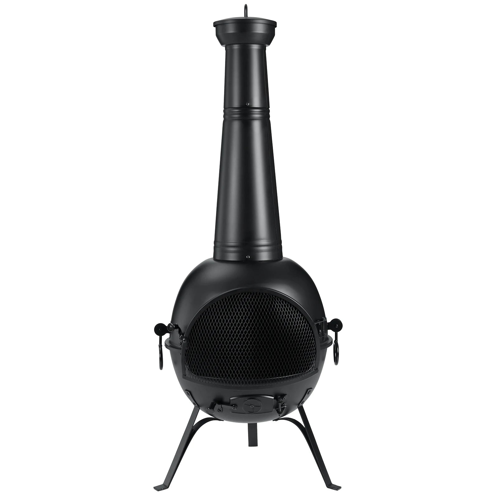 Outdoor Wooden Chiminea Fire Pit With Chiminea Cover Rust Free Iron Black - Get Outside Today 25